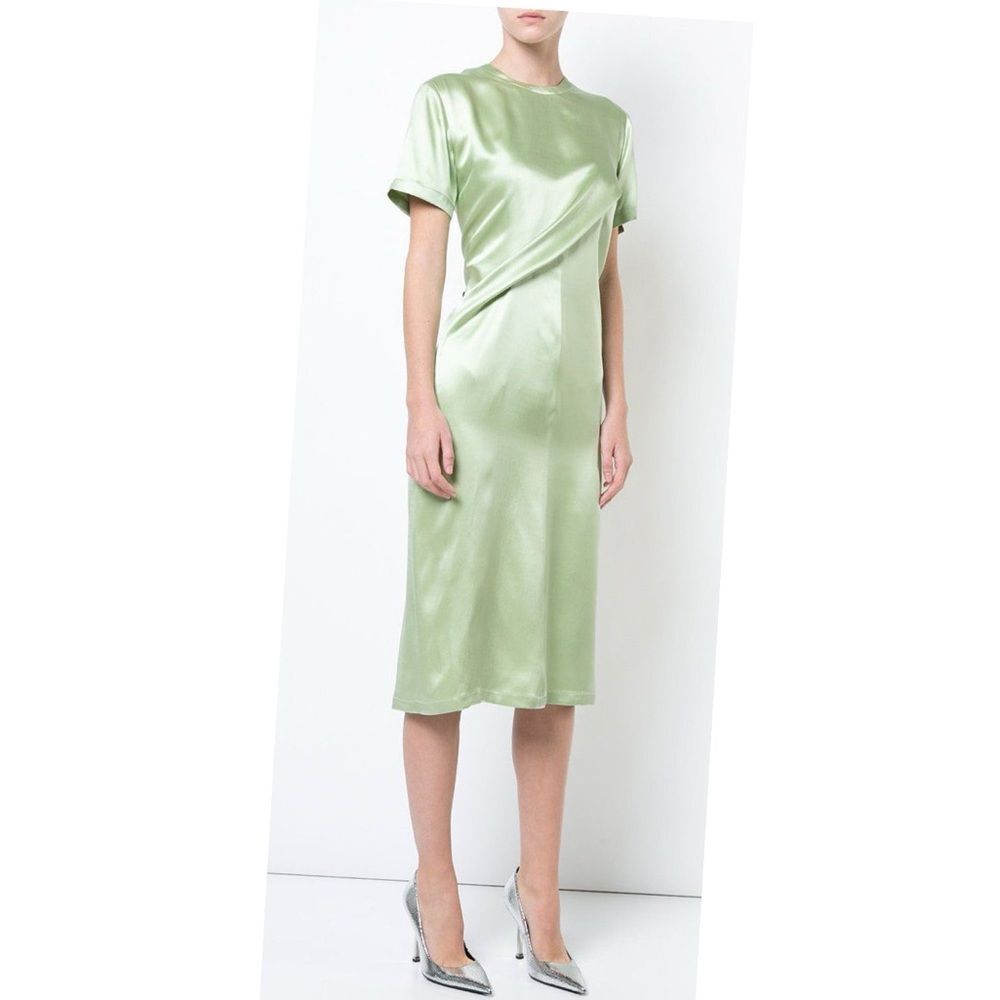 SIES MARJAN Waverly Silk Twist Short Sleeve Midi Dress in Sage Green 2 NWT